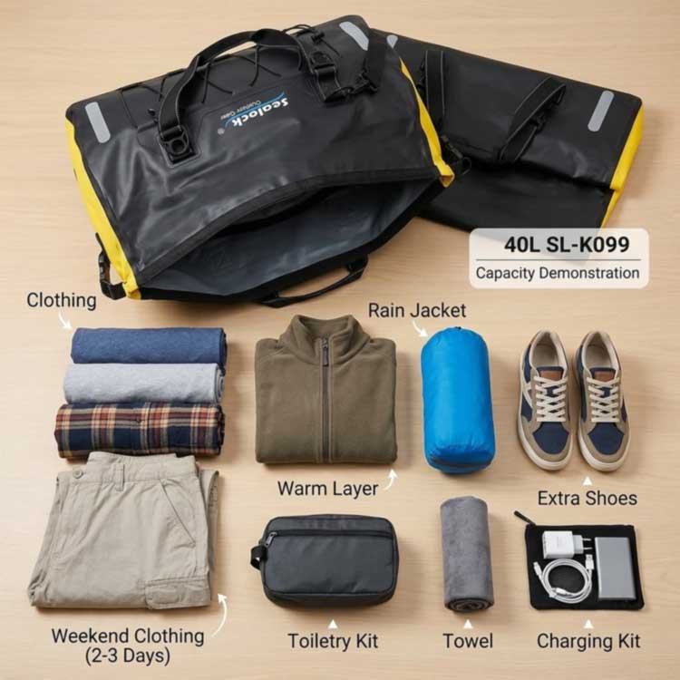 ​กระเป๋า Duffel กันน้ำขนาด 40 ลิตร: ขนาดความจุสำหรับการผจญภัยสุดสัปดาห์