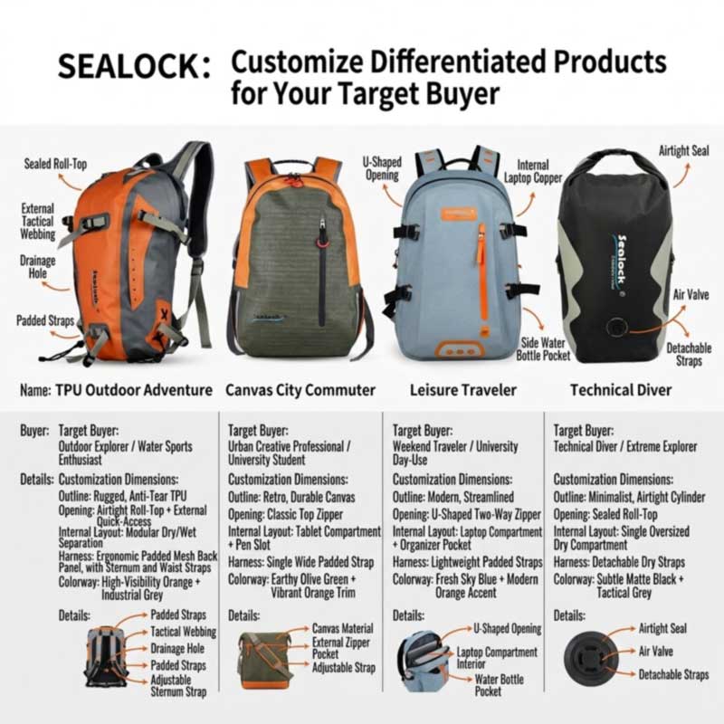 เป้สะพายหลังกันน้ำแบบกำหนดเองสำหรับแบรนด์กลางแจ้ง